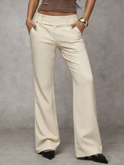Dames Wide Leg Broek – Effen met Brede Pijpen en Hoge Taille