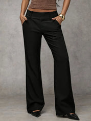 Dames Wide Leg Broek – Effen met Brede Pijpen en Hoge Taille