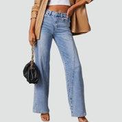 Dames Wide Leg Jeans – Hoge Taille met Rechte Wijde Pijpen S - AIDA LENA