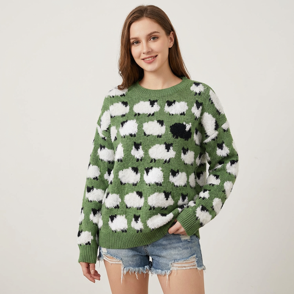Dames gebreide trui met speels patroon