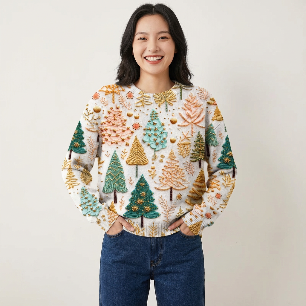 Dames gebreide trui met speels patroon