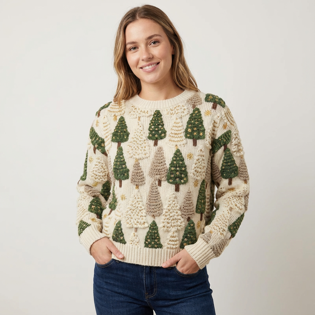 Dames gebreide trui met speels patroon