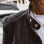 Dames biker jack van echt leer met quilted details – Noéline