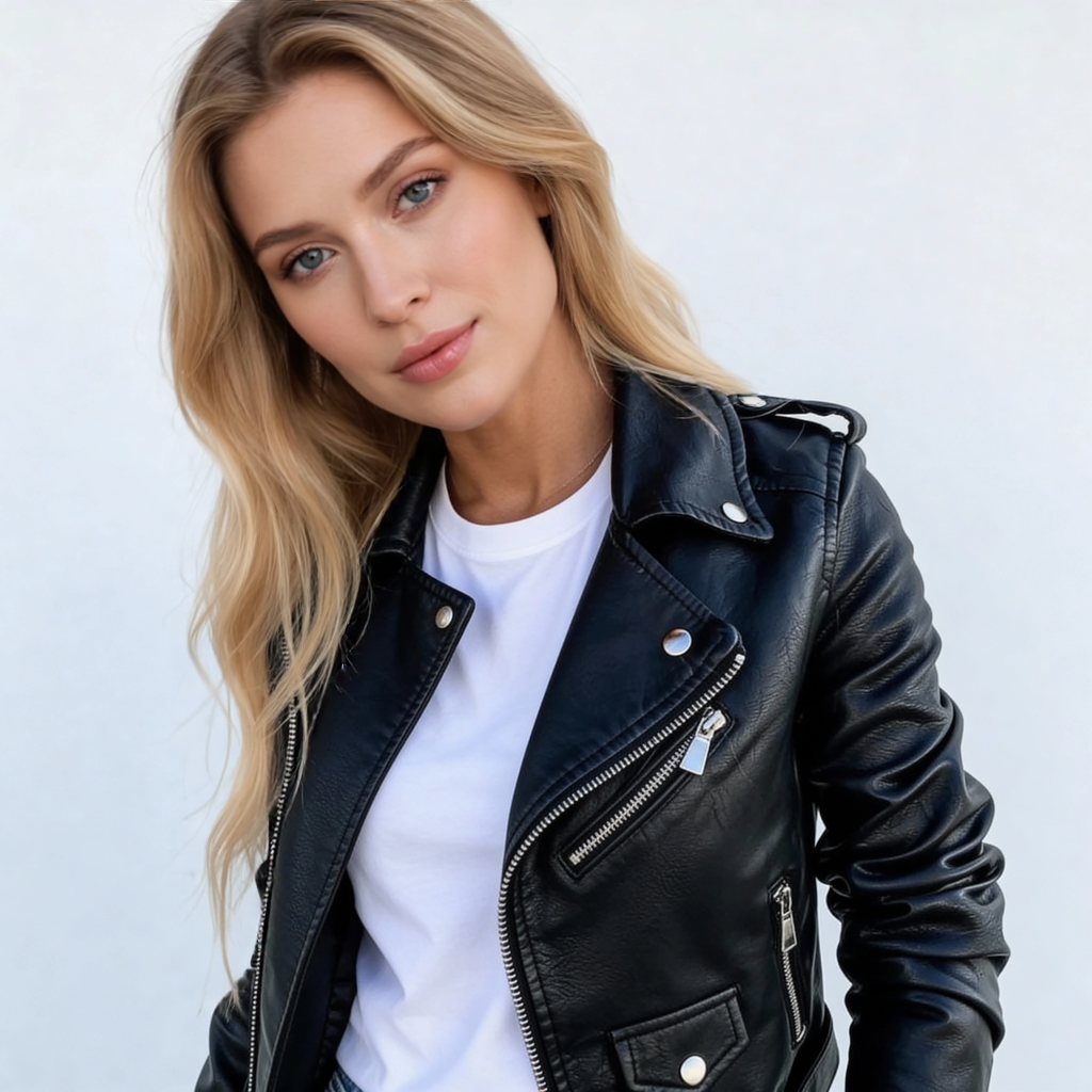 Dames bikerjack van imitatieleer