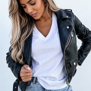Dames bikerjack van imitatieleer