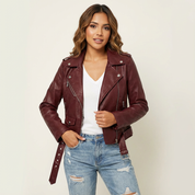 Dames bikerjack van imitatieleer