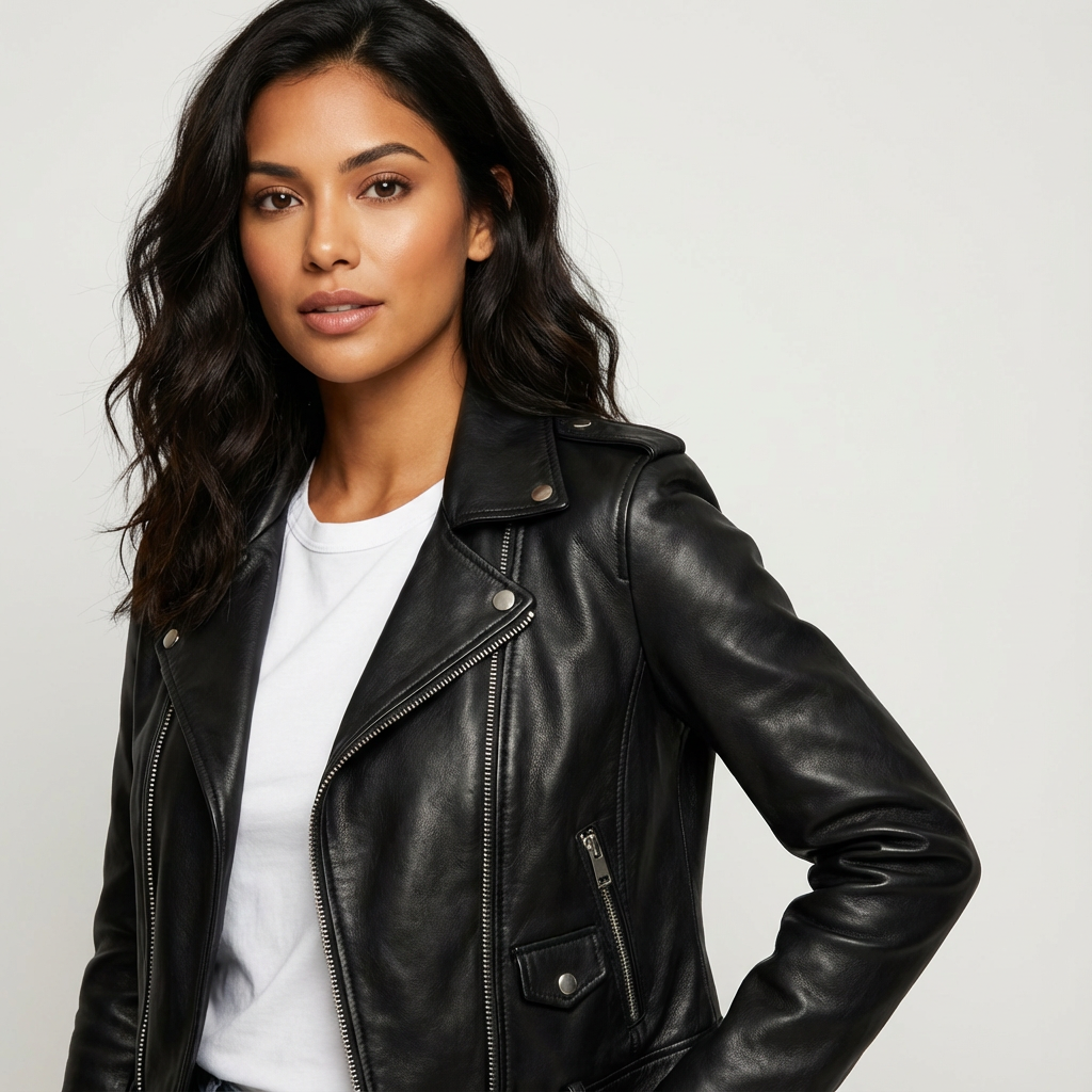 Dames bikerjack van imitatieleer
