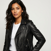 Dames bikerjack van imitatieleer