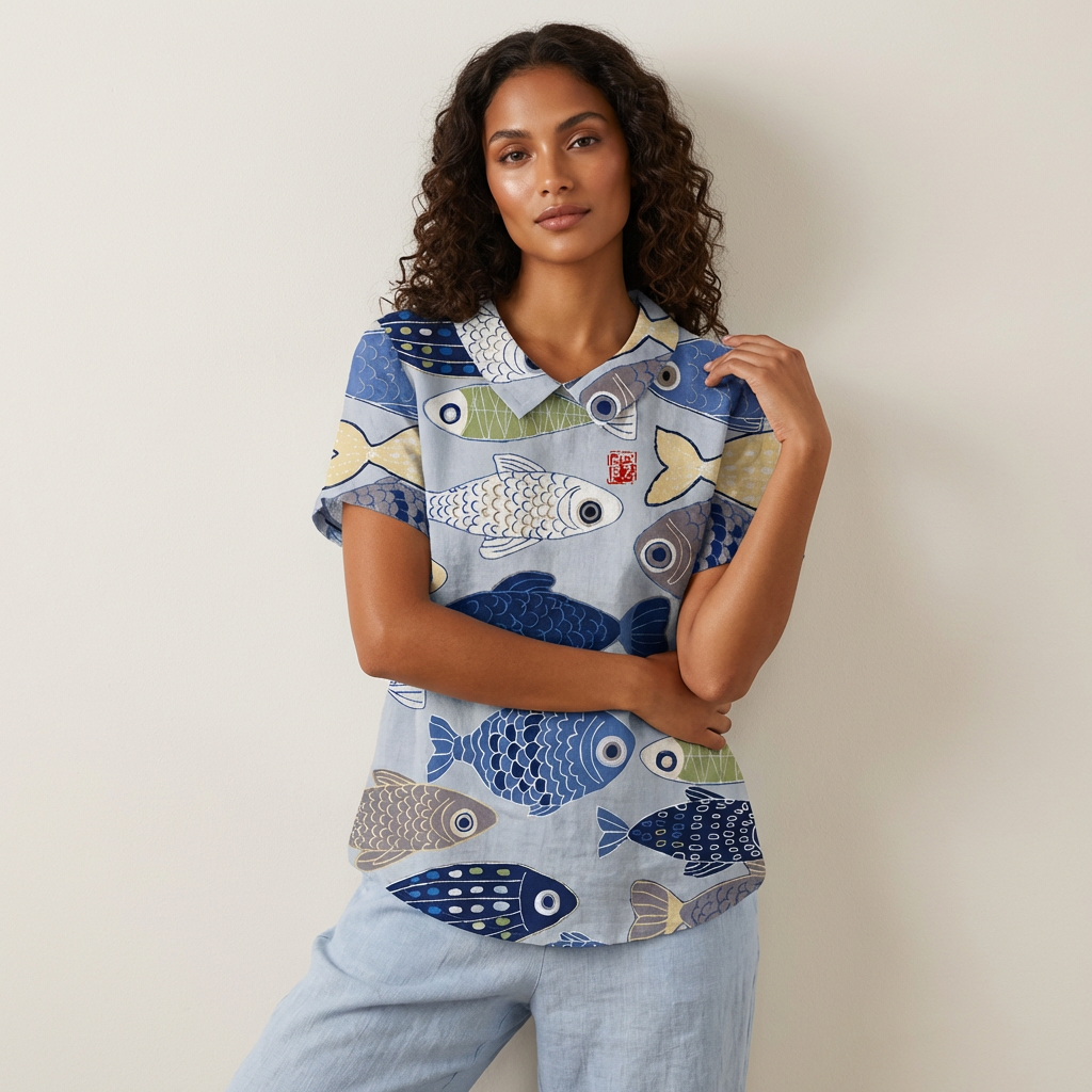 Dames blouse met print – Delphine