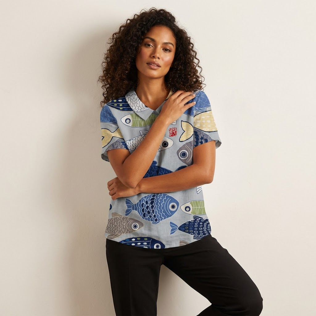 Dames blouse met print – Delphine