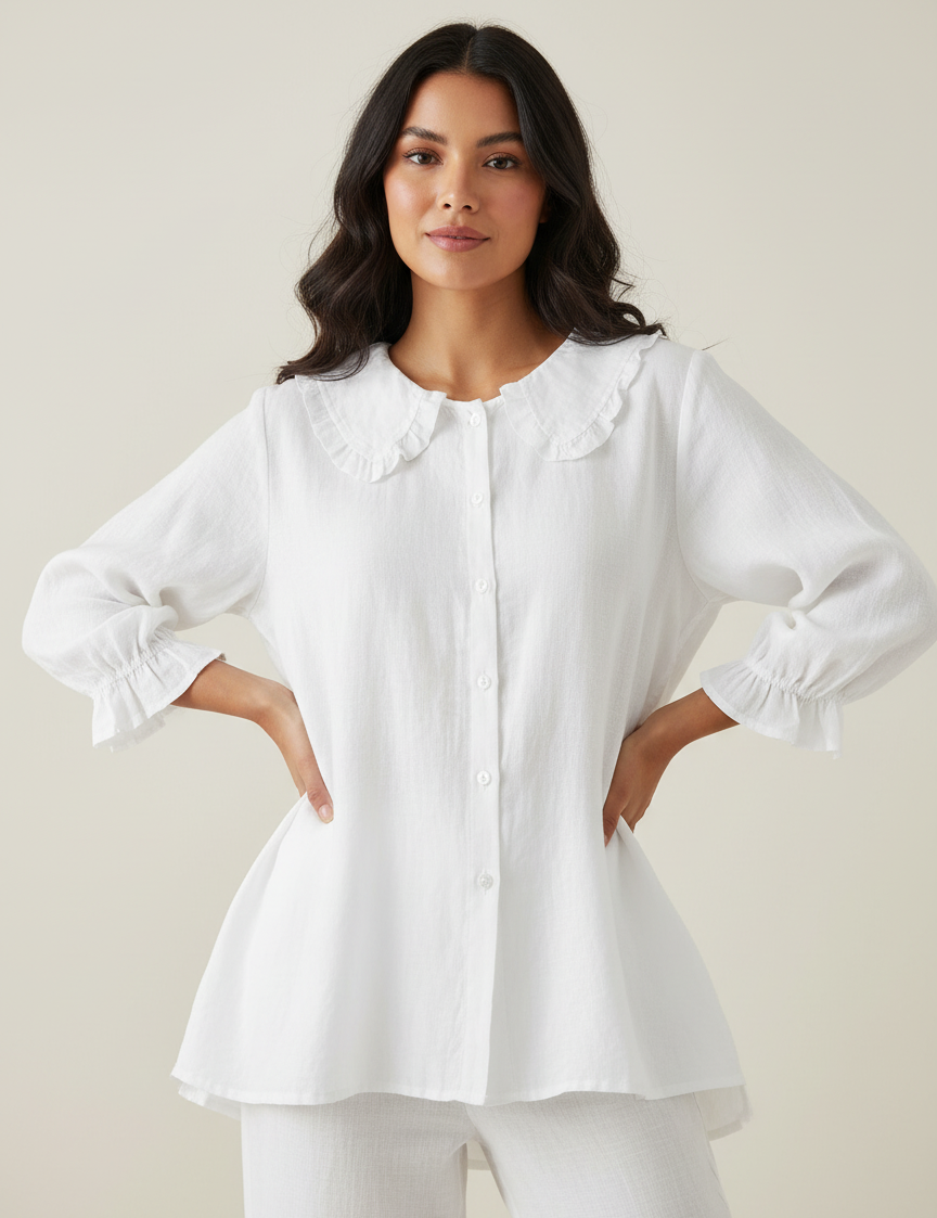 Women’s blouse with ruffle collar – Rosalie