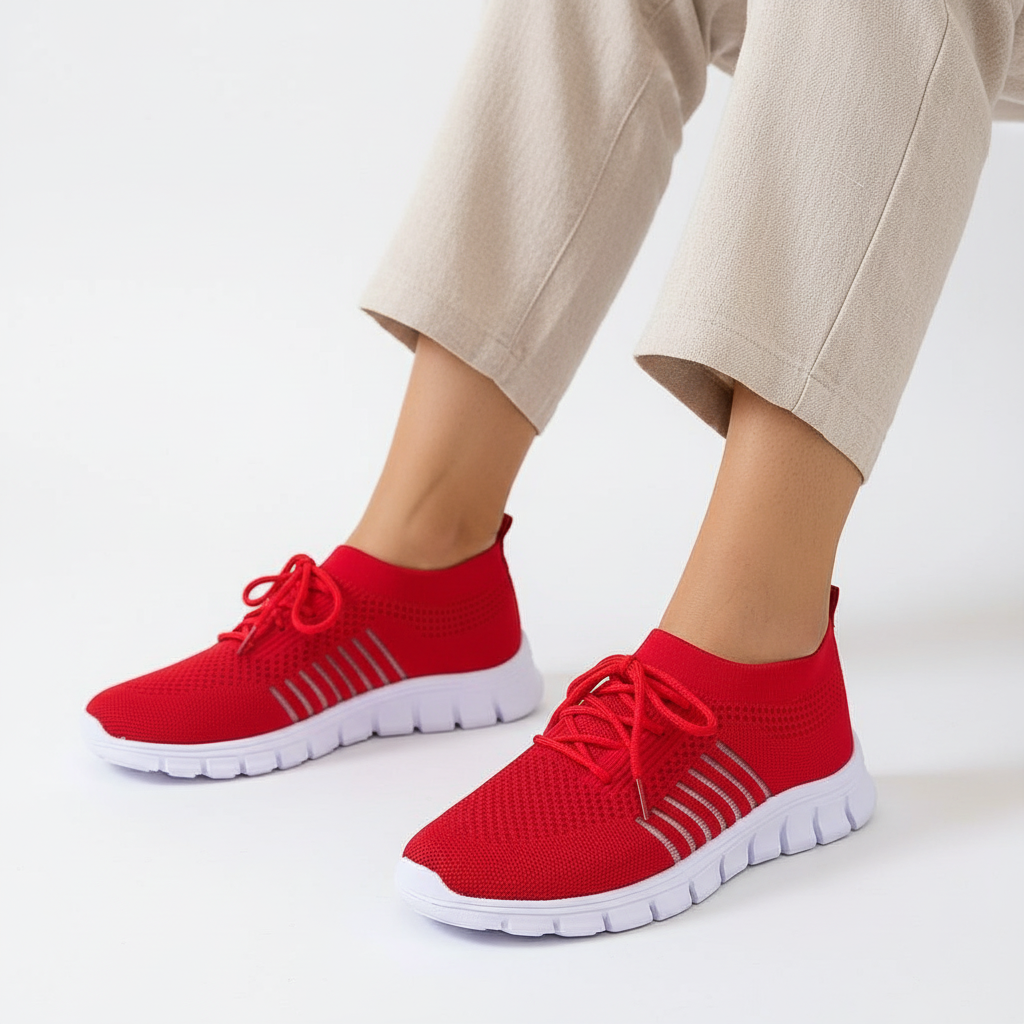 Dames comfort sneakers met ademend mesh