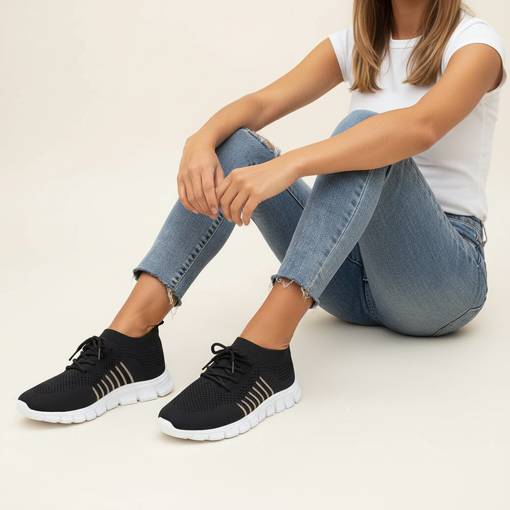 Dames comfort sneakers met ademend mesh