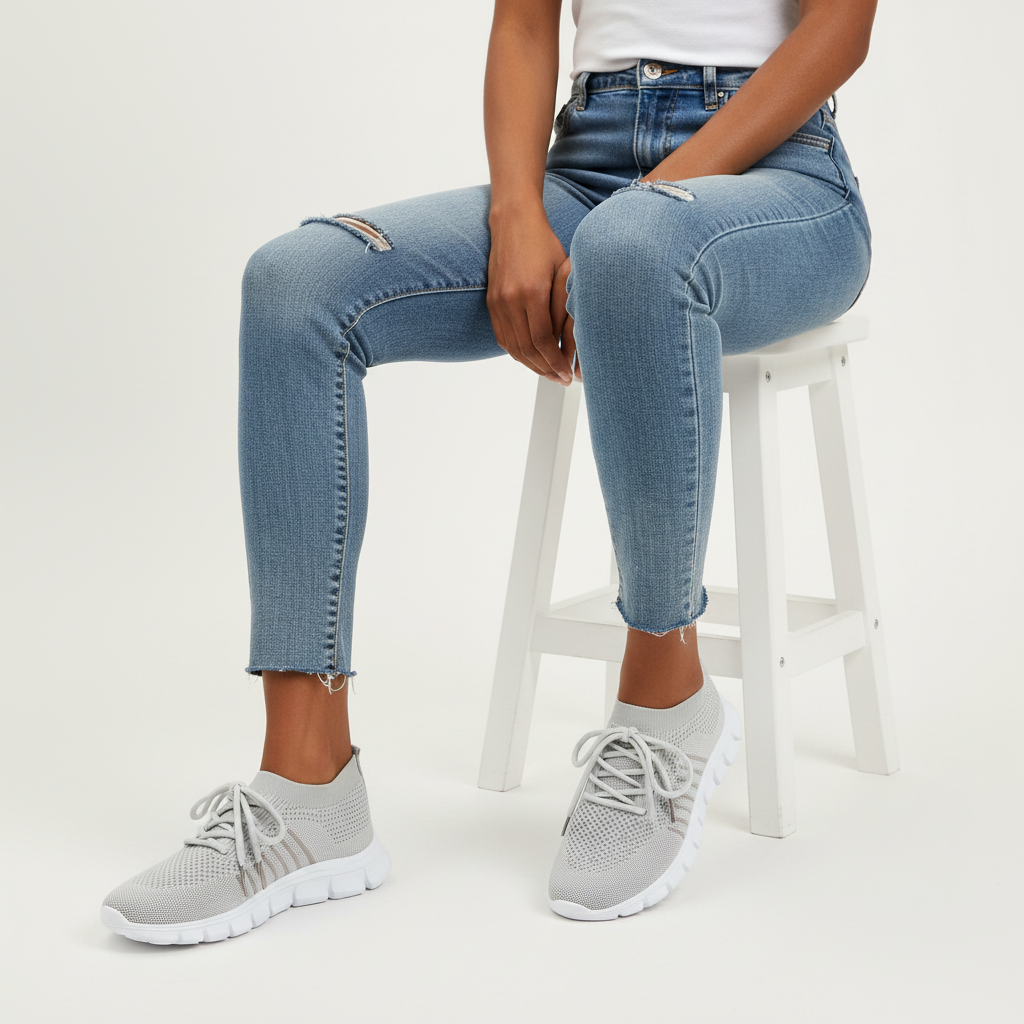 Dames comfort sneakers met ademend mesh