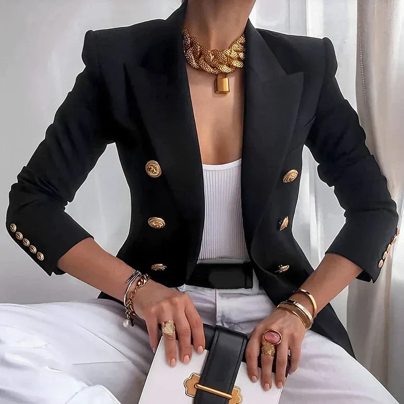 Dames double-breasted blazer met gouden knopen