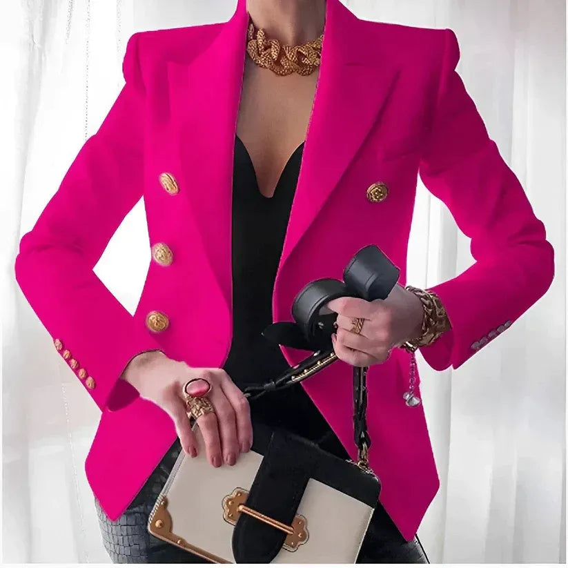 Dames double-breasted blazer met gouden knopen