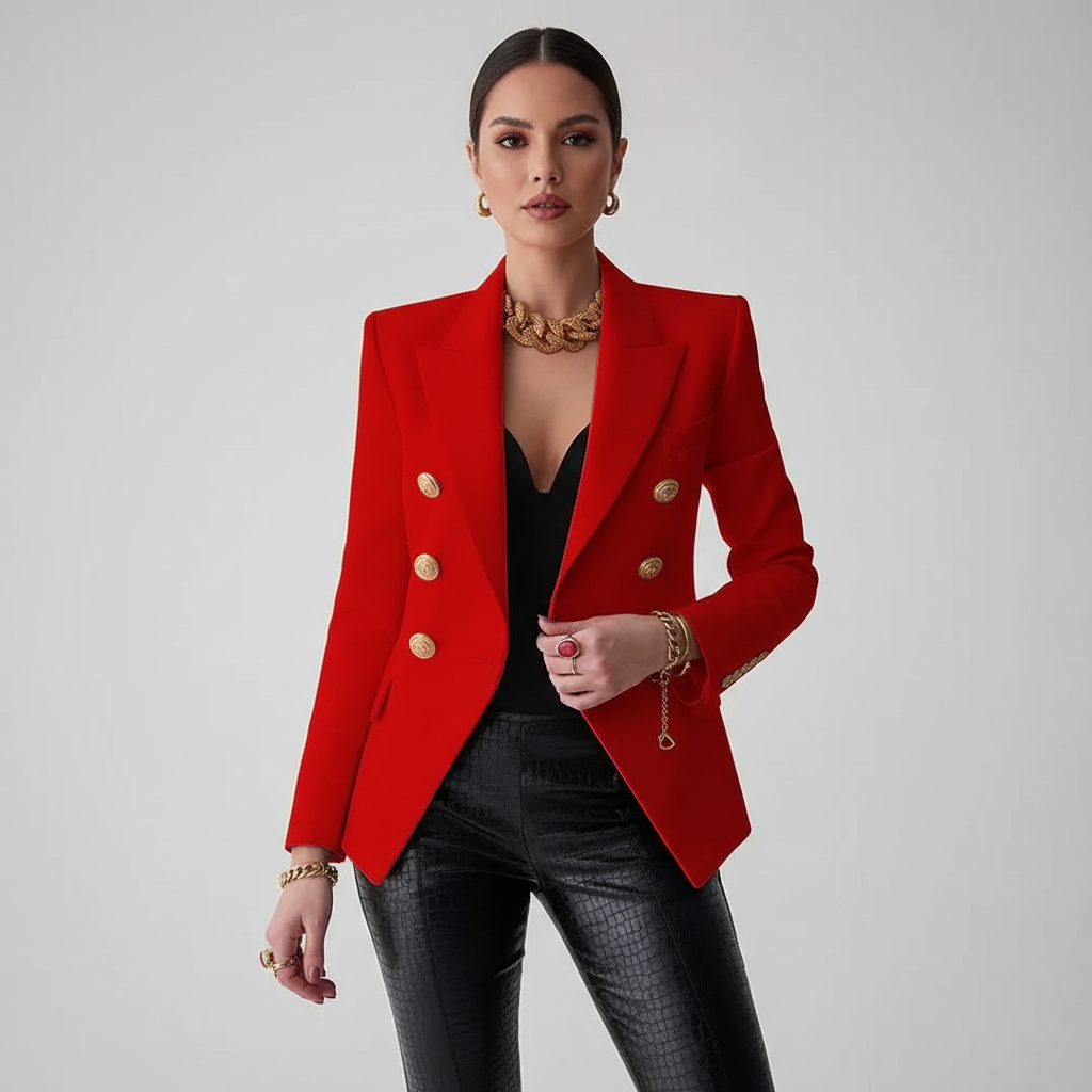 Dames double-breasted blazer met gouden knopen
