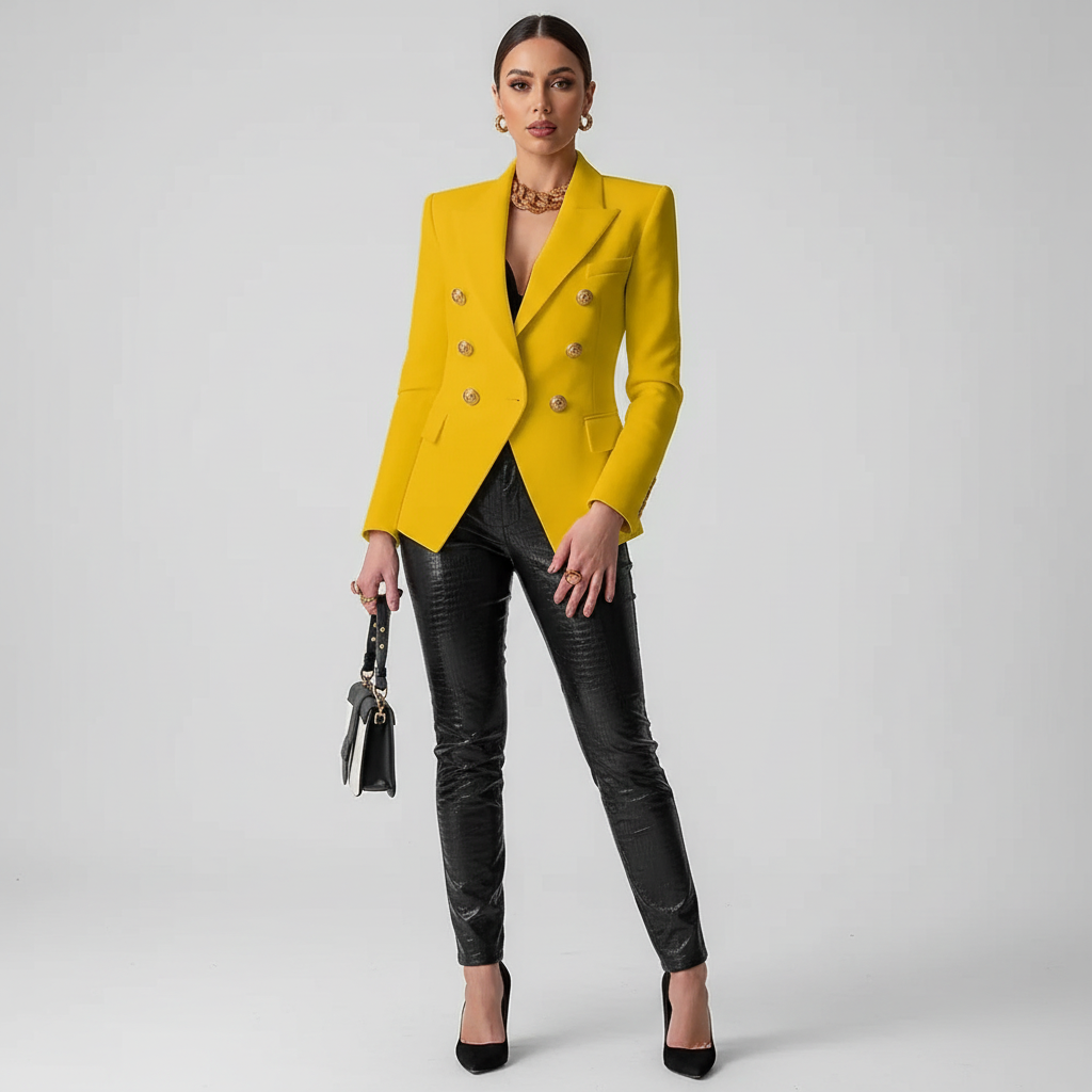Dames double-breasted blazer met gouden knopen