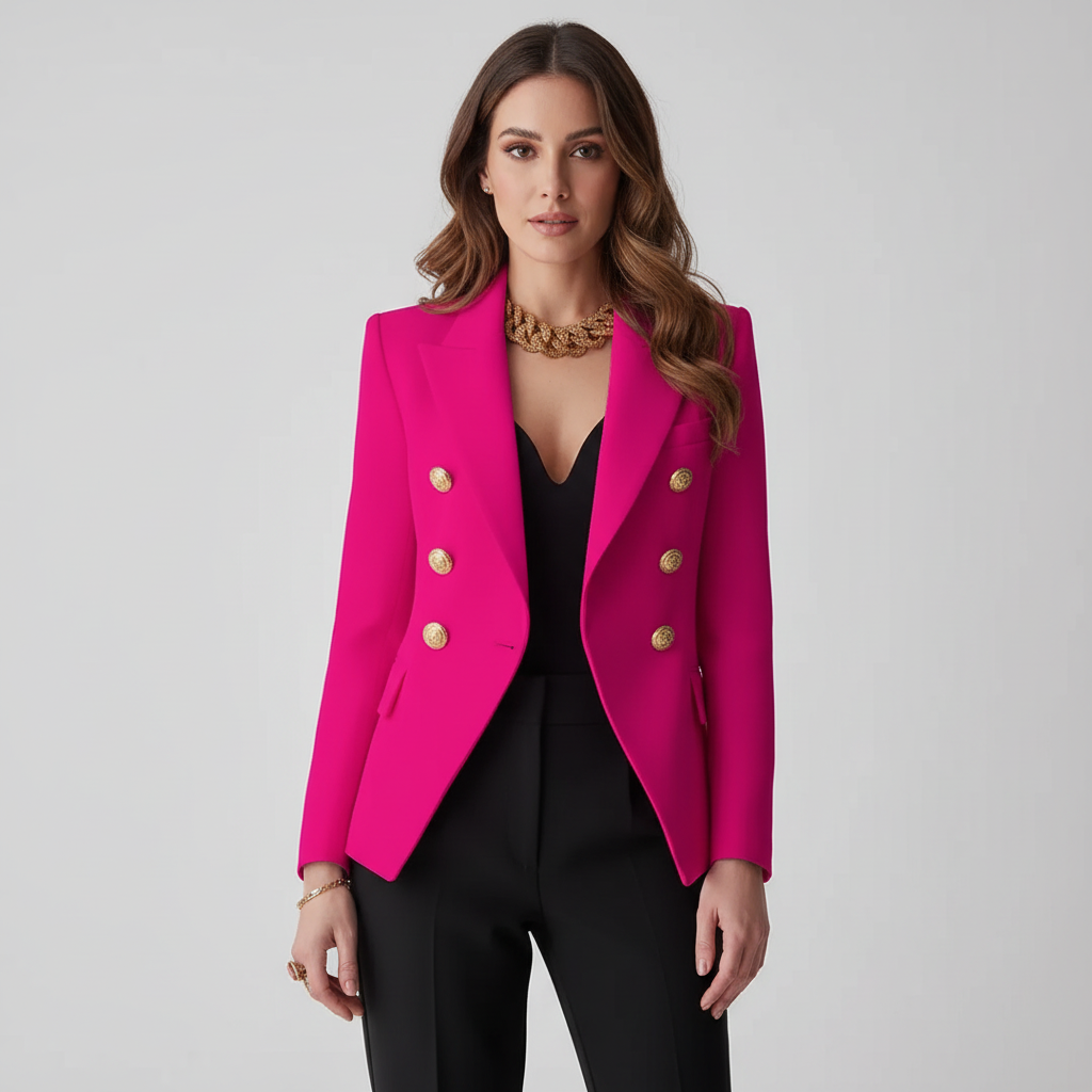 Dames double-breasted blazer met gouden knopen