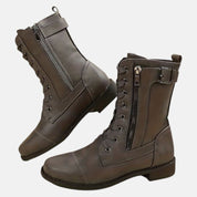 Dames enkellaarsjes met vetersluiting en zijrits - Sarena