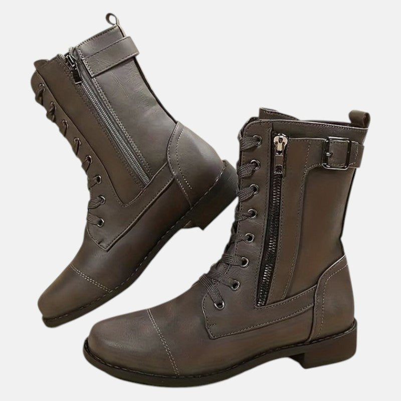 Dames enkellaarsjes met vetersluiting en zijrits - Sarena