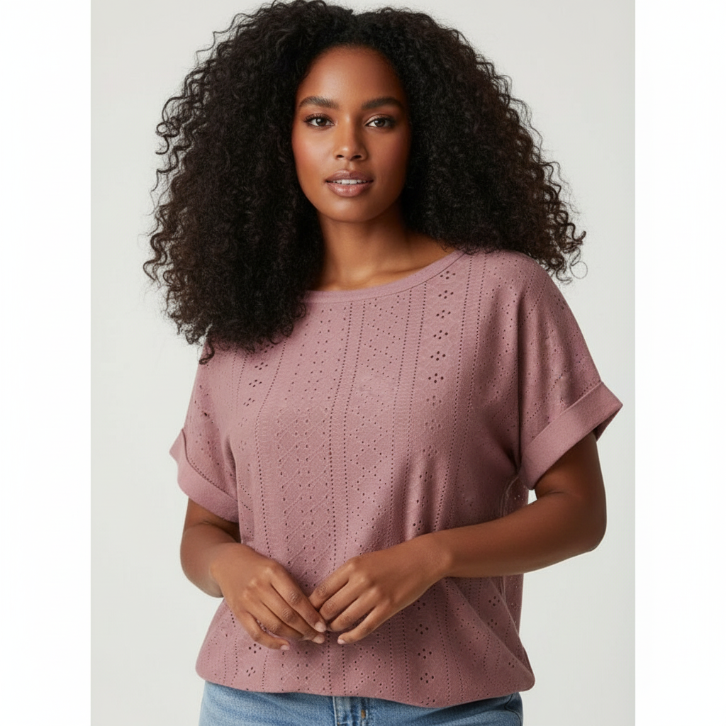 Embroidered women’s top with short sleeves – Isaure