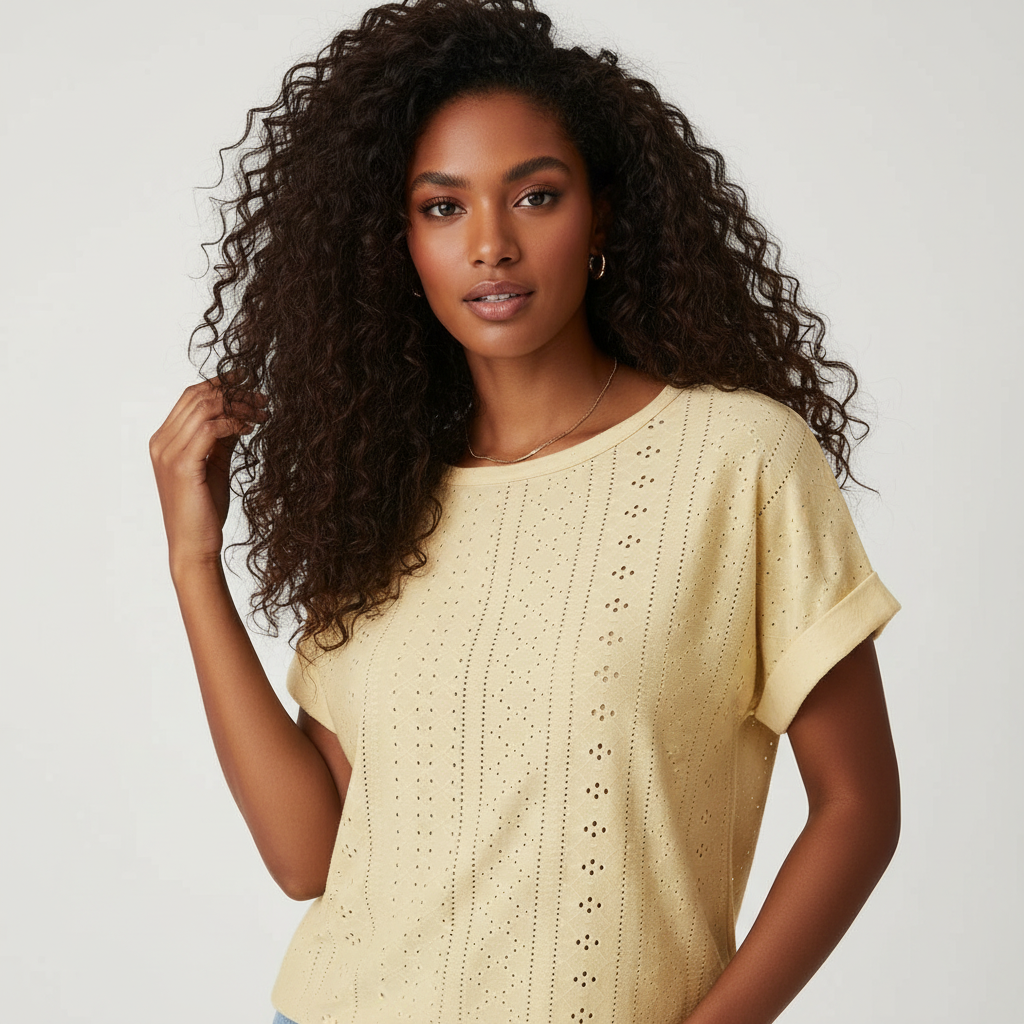 Embroidered women’s top with short sleeves – Isaure