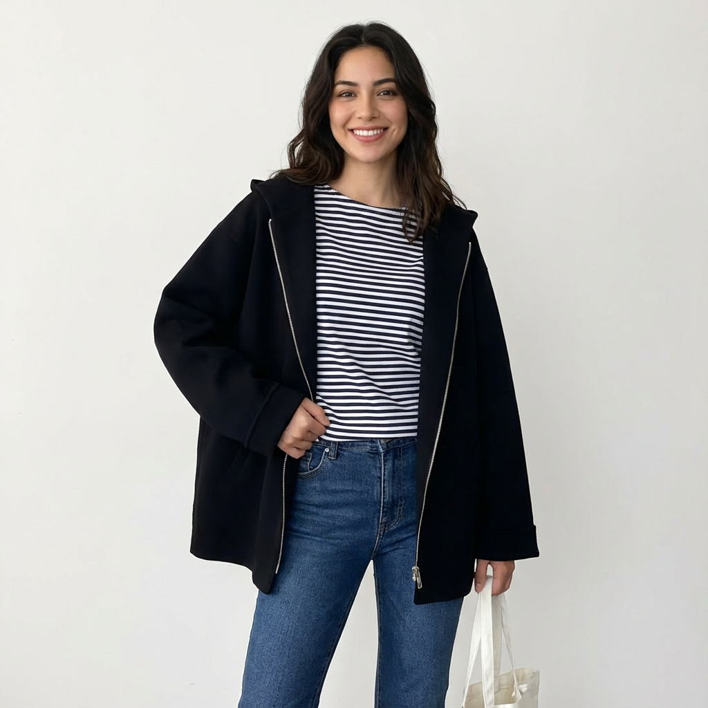 Dames vest met rits en rechte pasvorm