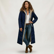 Dames lange gevoerde jas met teddy voering