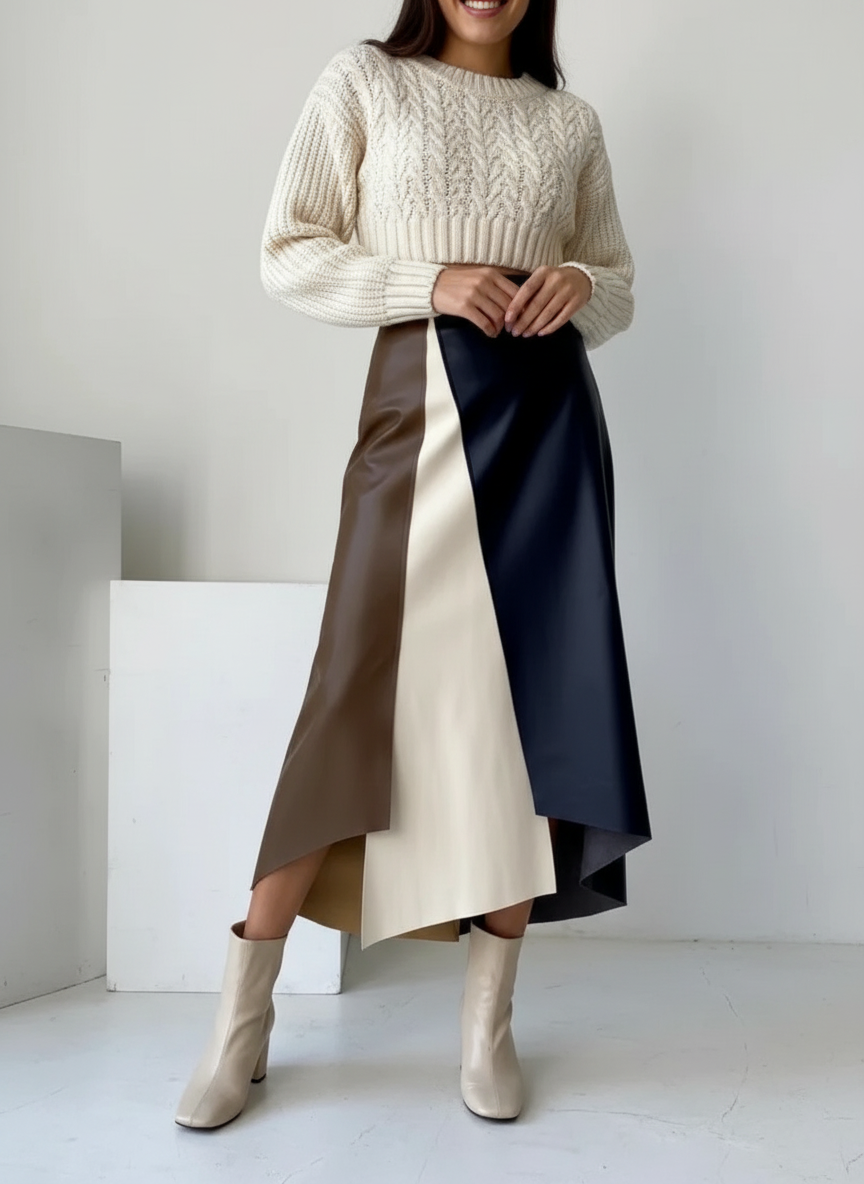 Dames rok met kleurcontrast – Alina