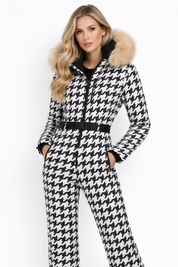 Dames skipak met grafische print en faux fur capuchon
