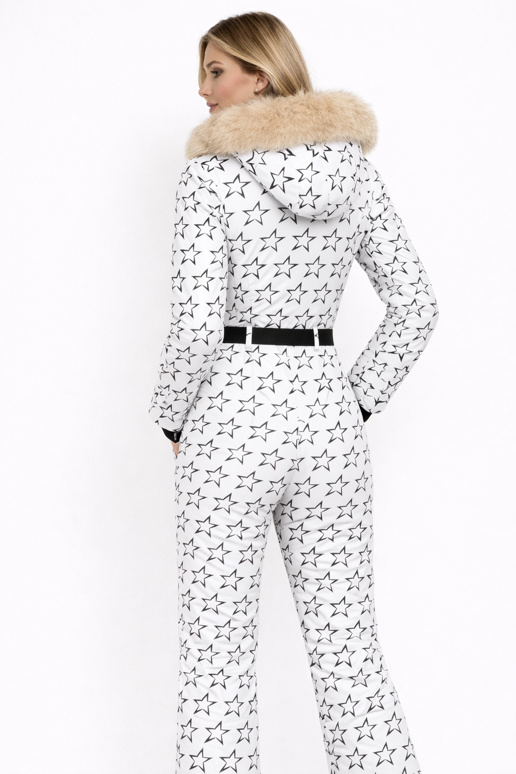 Dames skipak met grafische print en faux fur capuchon