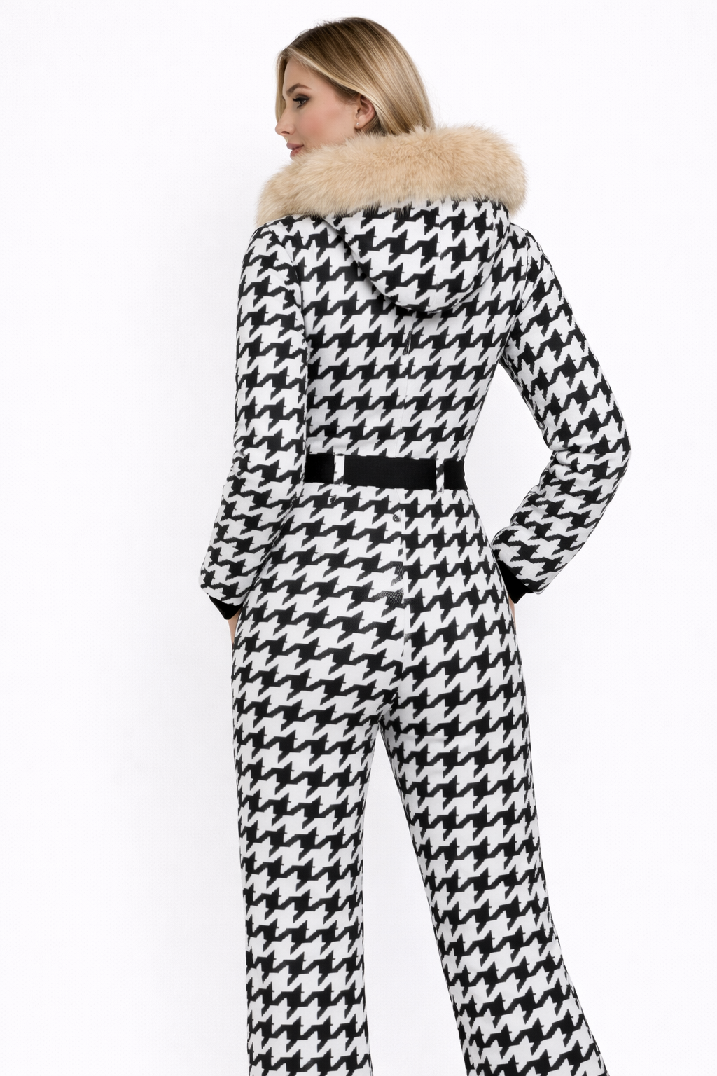 Dames skipak met grafische print en faux fur capuchon