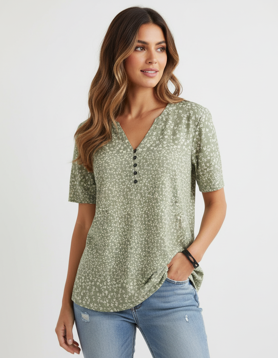 Dames top met fijne bloemenprint - Livia
