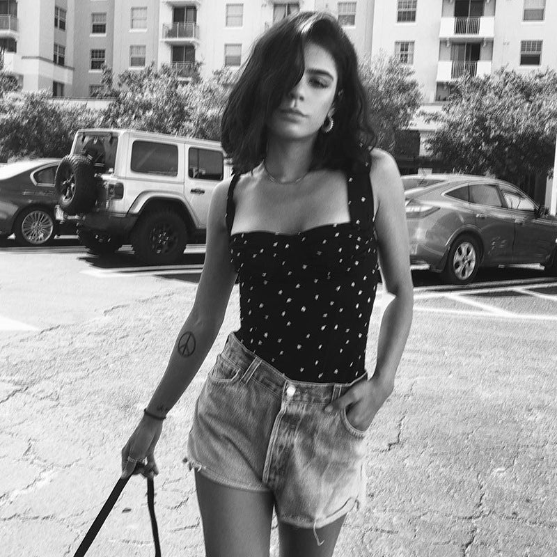 Dames top met stippen en strikbandjes – Eléonore