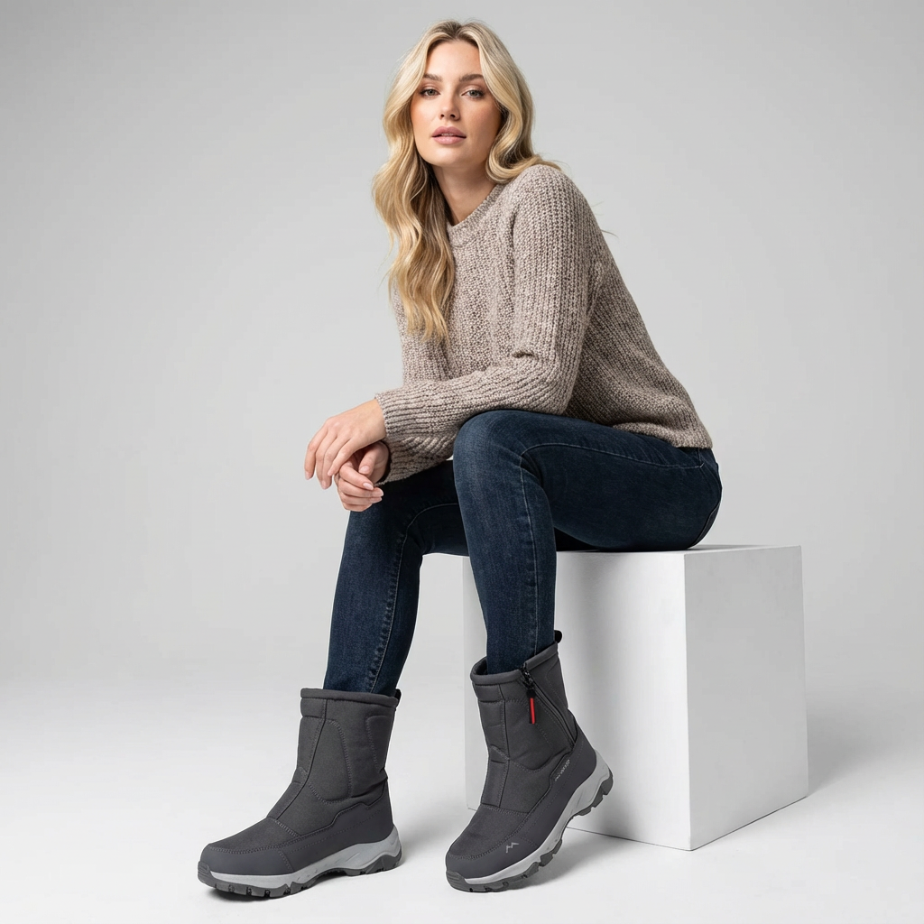 Dames winterlaarzen met ritssluiting en gripvaste zool