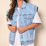 Denim gilet met stoere vintage look - Jade