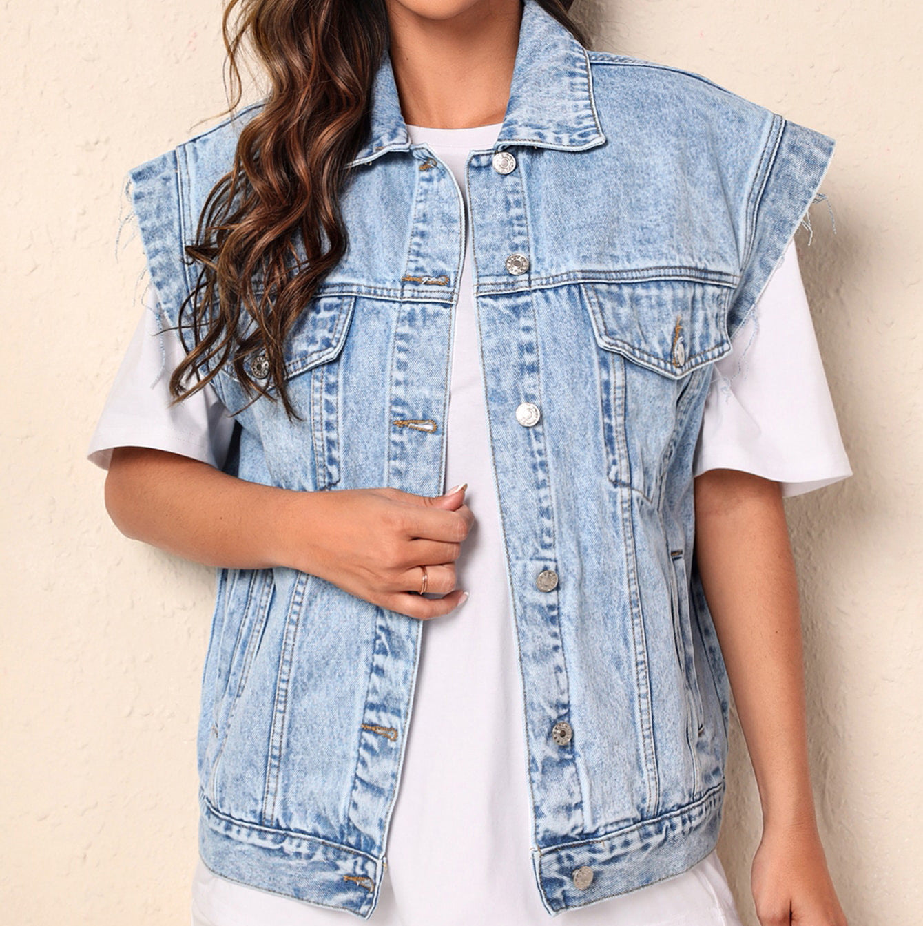 Denim gilet met stoere vintage look - Jade