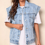 Denim gilet met stoere vintage look - Jade