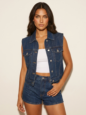 Denim gilet met stoere vintage look - Jade