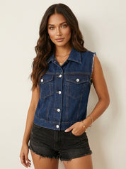 Denim gilet met stoere vintage look - Jade
