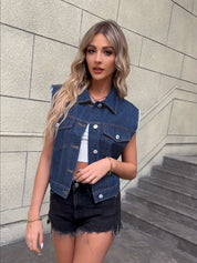 Denim gilet met stoere vintage look - Jade
