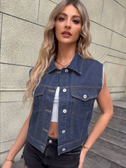 Denim gilet met stoere vintage look - Jade