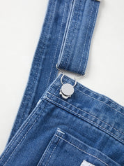 Denim tuinbroek met wijde pijpen en verstelbare bandjes