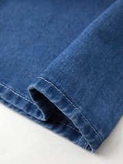 Denim tuinbroek met wijde pijpen en verstelbare bandjes