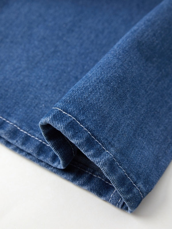 Denim tuinbroek met wijde pijpen en verstelbare bandjes