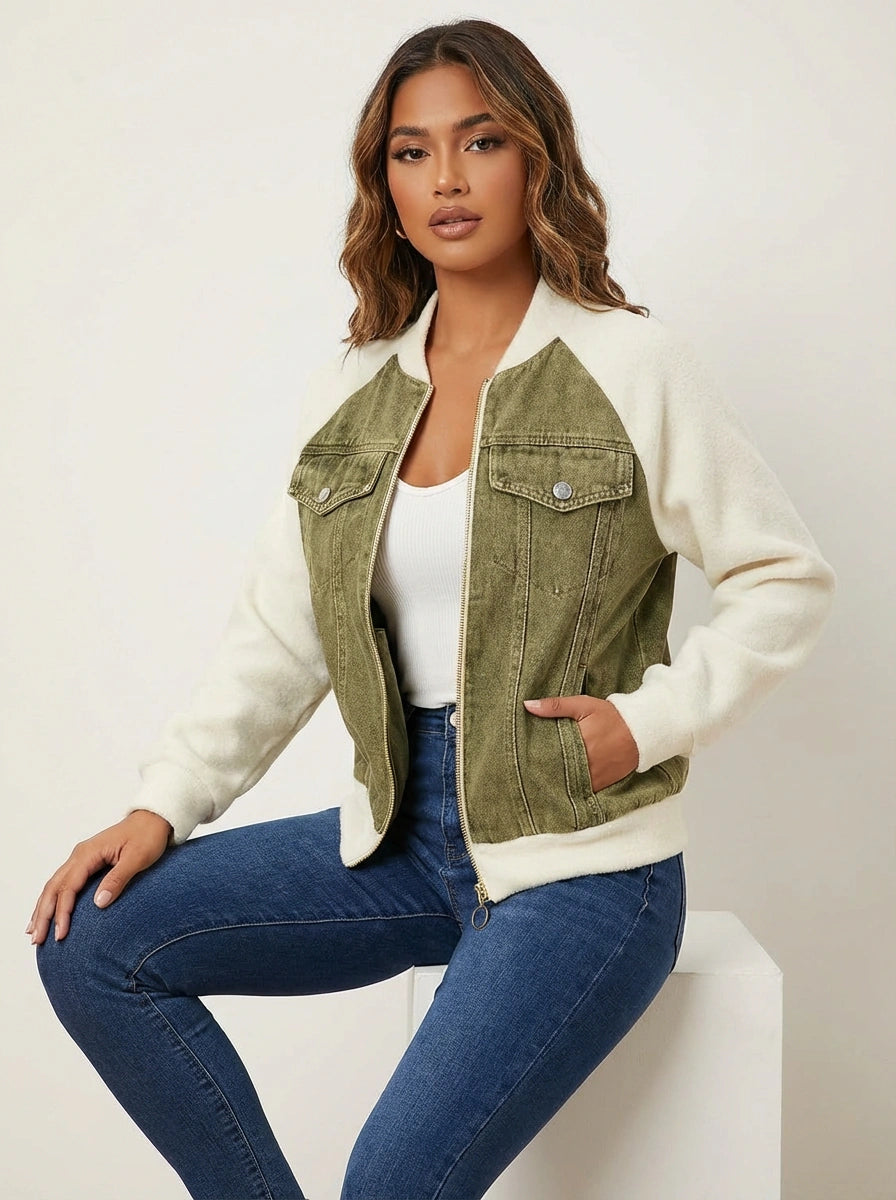 Denim bomberjack met zachte mouwen – Anaëlle