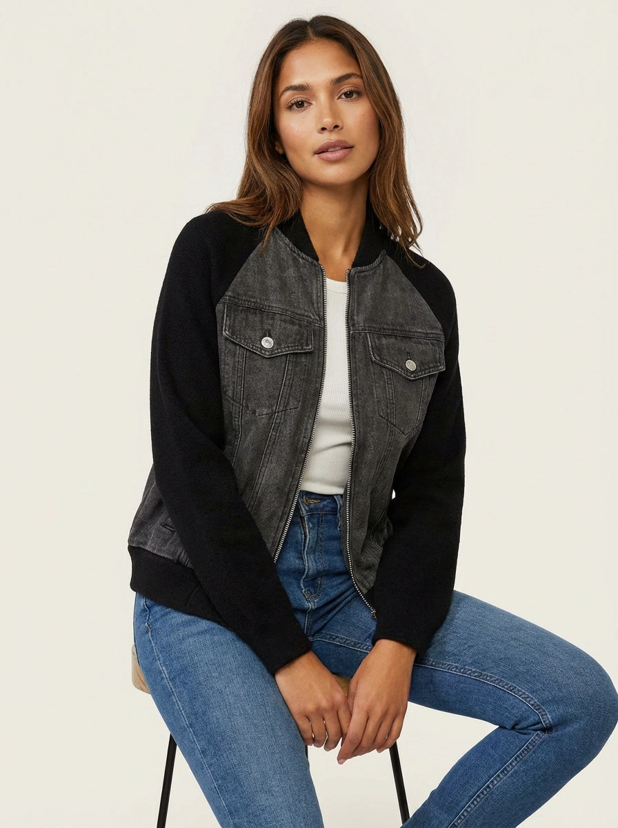 Denim bomberjack met zachte mouwen – Anaëlle