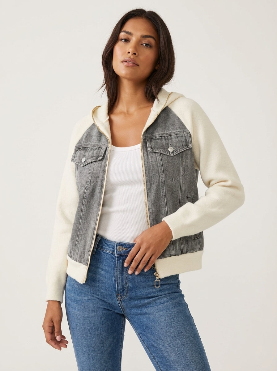 Denim bomberjack met zachte mouwen – Anaëlle