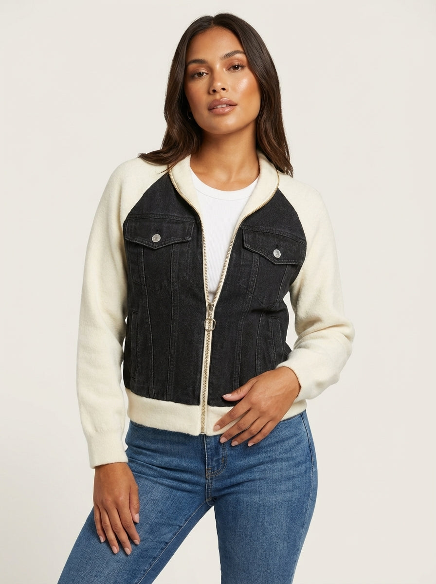 Denim bomberjack met zachte mouwen – Anaëlle